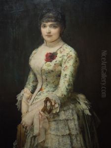 Portret kobiety z roza by Leon Wyczolkowski
