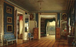 Interior of the royal bedroom in the Palace in Lazienki