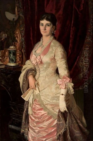 Portrait of a lady in a satin dress - view 1