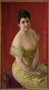 Portrait of a lady by Jozef Mecina-Krzesz