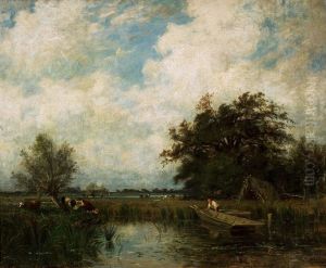 Landscape with a pond. Landscape with a pond.