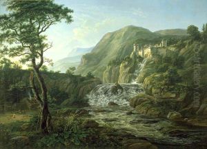 Mountain Landscape with a Castle by Johan Wilhelm Ludwig Dahl