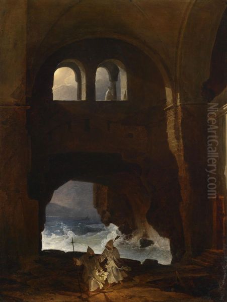 Monks In Amonastery Courtyard - view 1