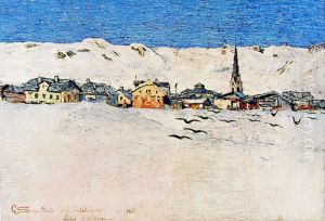 Savognino in winter by Giovanni Segantini