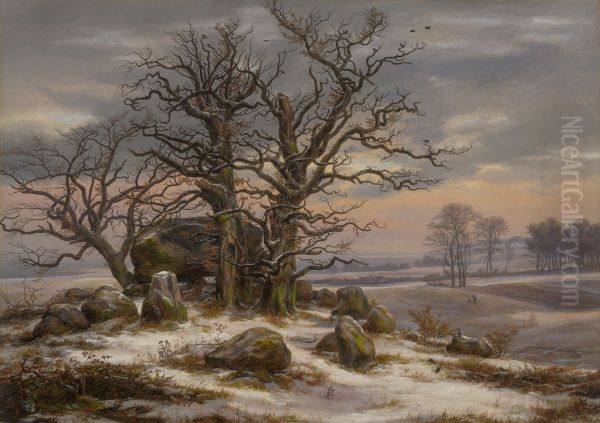 Megalith Grave nearVordingborgin Winter - view 1