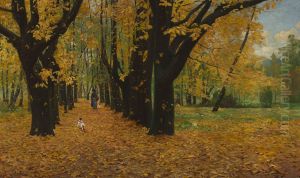 Park in autumn by Michal Gorstkin-Wywiorski