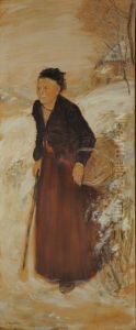 Anciana en la nieve by Jean-Francois Raffaelli