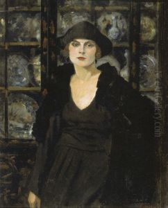 "Dame in Schwarz" (Woman in black) by Ernst Oppler