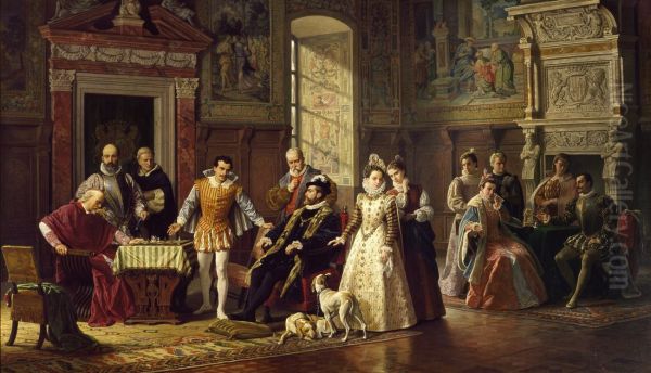 Leonardo da Cutro and Ruy Lopez play chess at the Spanish Court - view 1