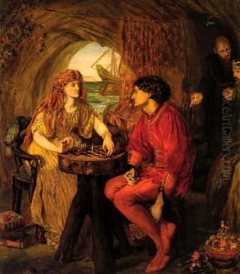 Ferdinand i Miranda igraut v sahmaty by Lucy Madox Brown