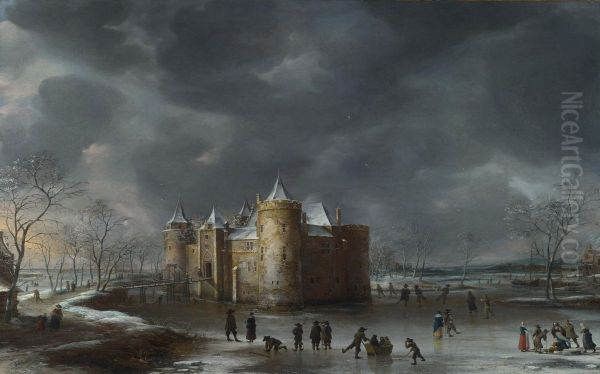 The Castle of Muiden in Winter - view 1
