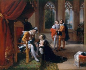 Ines de Castro se jetant avec ses enfants aux pieds d'Alphonse IV roi de Portugal, pour obtenir la grace de don Pedro, son mari. 1335