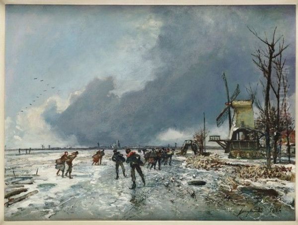 Winter landscape with Skaters - view 1