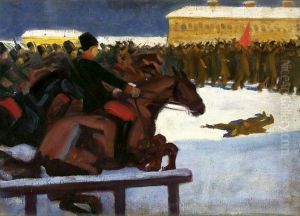 Street demonstration in 1905 by Wladyslaw Skoczylas