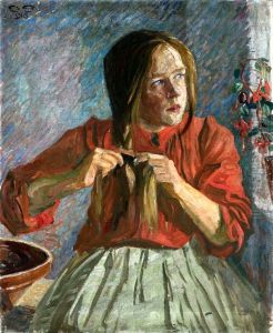 Girl making a braid