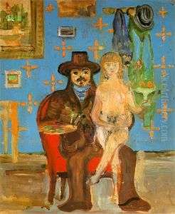 Artist with a model.