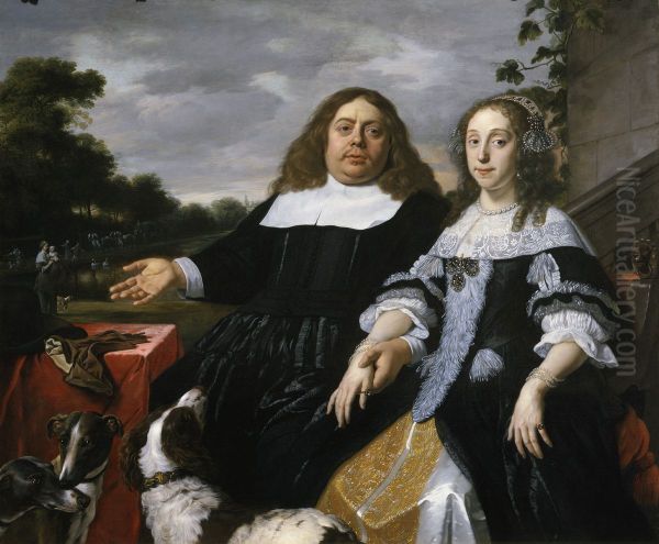 Double portrait of Jan Jacobsz. Hinlopen ( -1666) and Lucia Wijbrants (1638-1719) - view 1