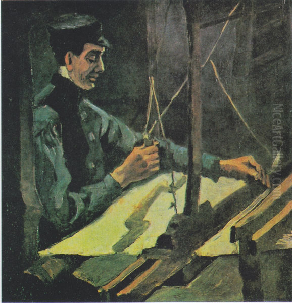 Weaver at the loom - (View to right) - view 1