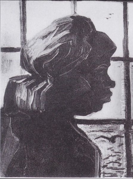 Kopf einer Bauerin vor dem Fenster - view 1