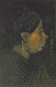 Head of a Brabantian peasant woman with dark hood by Vincent Van Gogh
