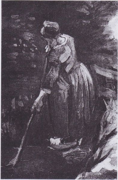 Peasant woman, cleanning a channel - view 1