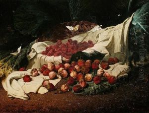 Strawberries In A Basket Withbutterflies by Christophe Cathelinaux