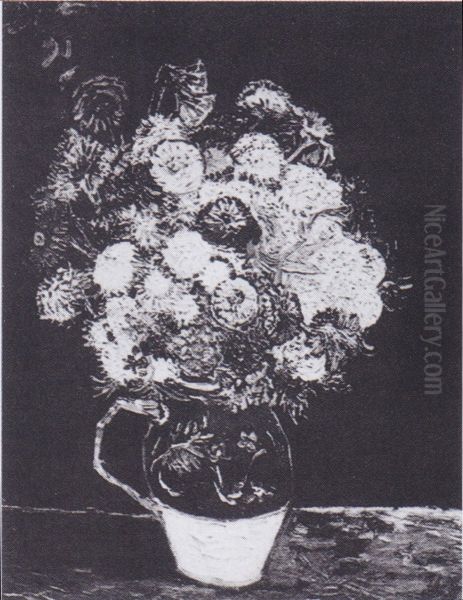 Vase mit Zinnien - view 1