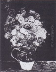 Vase of zinnias by Vincent Van Gogh