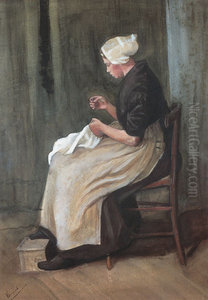 Young Scheveningen Woman Seatded: Facing Left by Vincent Van Gogh