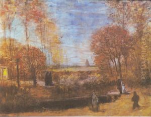 Der Pfarrgarten in Nuenen mit Teich und Figuren by Vincent Van Gogh