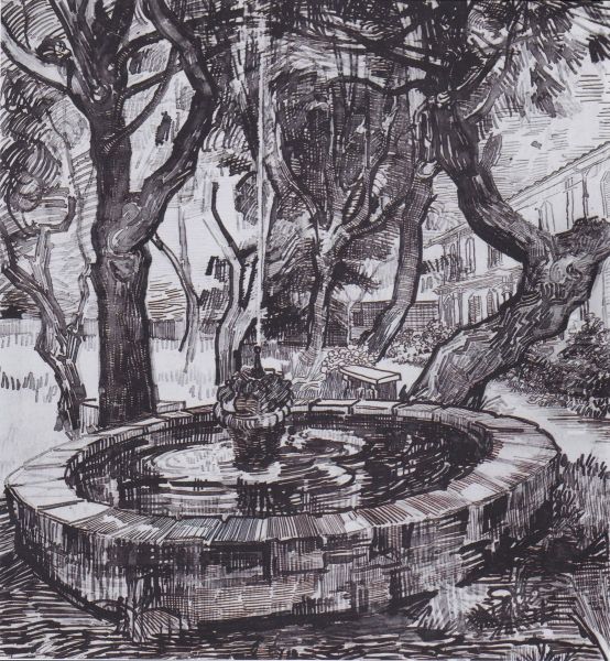 Fountain in the garden of the hospital of Saint-Paul - view 1