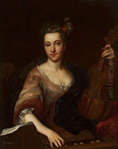 Portrait of a woman with a viola d'amore (Maria Helena Sabina Imhoff?) by Jan Kupecky
