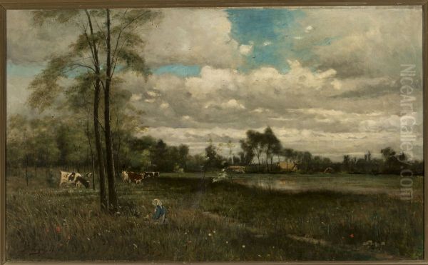 Meadow with grazing cattle - view 1