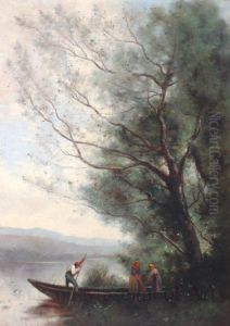 Title unknown (Landscape with Boat) by Jean-Baptiste Camille Corot