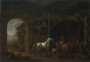 The Interior of a Stable by Abraham Van Calraet