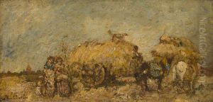 The Hayfield by Adolphe Joseph Thomas Monticelli