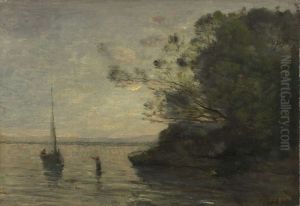 Evening on the Lake by Jean-Baptiste Camille Corot