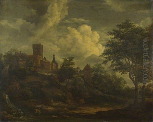 A Castle on a Hill by a River - view 1