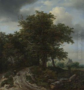A Road winding between Trees towards a Distant Cottage by Jacob Van Ruisdael