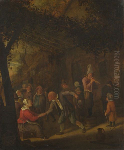 Peasants merry-making outside an Inn - view 1
