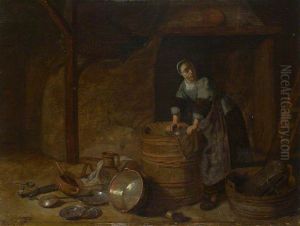 A Woman scouring a Pot A Woman scouring a Pot