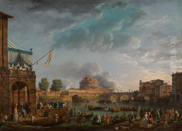 A Sporting Contest on the Tiber at Rome - view 1