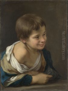 Nino riendo asomado a una ventana by Bartolome Esteban Murillo