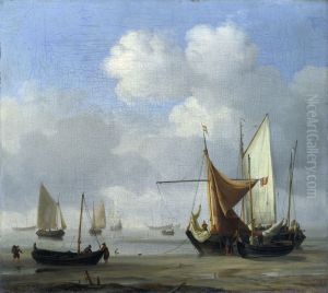 Small Dutch Vessels Aground at Low Water in a Calm by Willem van de Velde the Younger