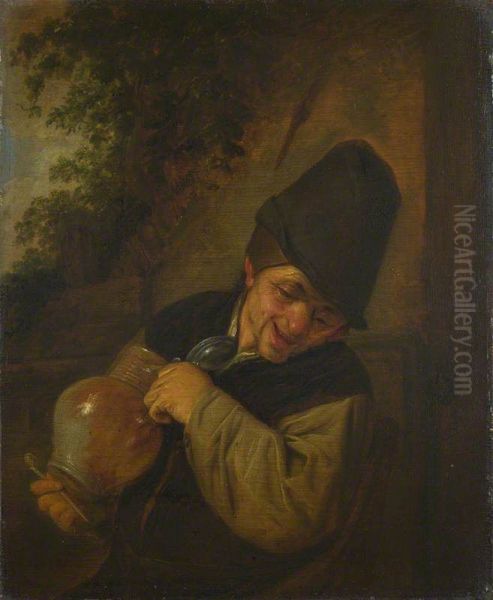 A Peasant holding a Jug and a Pipe - view 1