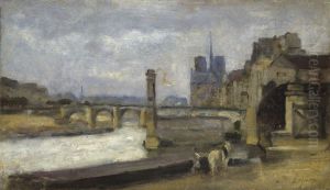 The Pont de la Tournelle, Paris by Stanislas Lepine