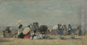 Beach Scene, Trouville by Eugene Louis Boudin