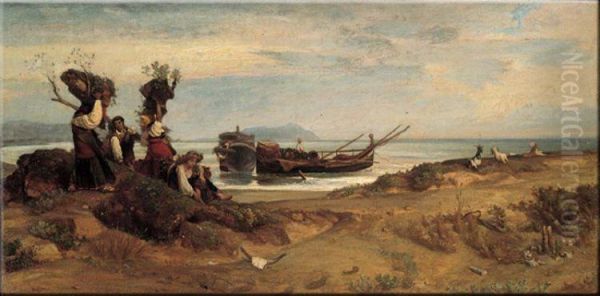 Women carrying fagots in Porto d'Anzio - view 1