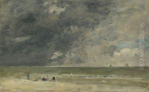 Beach at Trouville by Eugene Louis Boudin