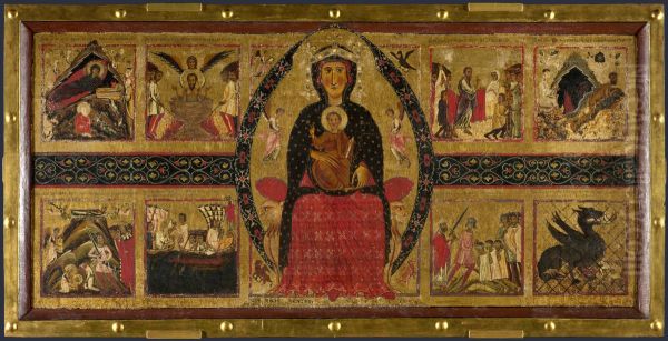 The Virgin and Child Enthroned, with Narrative Scenes - view 1